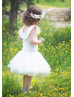 Boho Chic Tulle Lace Trim Knee Length Flower Girl Dress